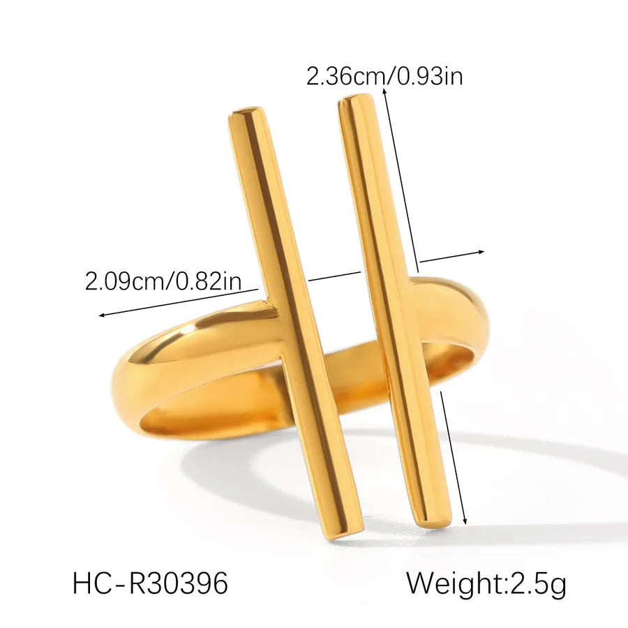 18K Gold PVD Coated Irregular Open Ring HC-R30396