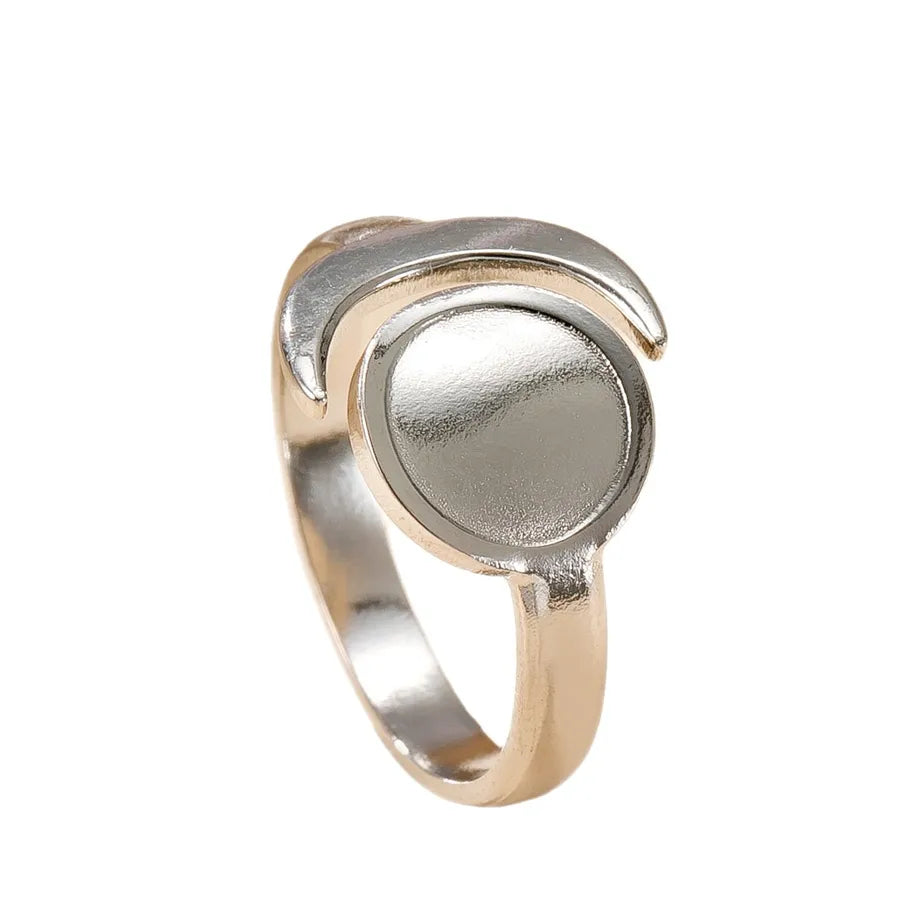 Stainless Steel Star & Moon Open Ring