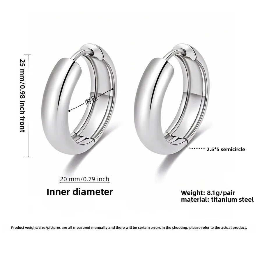 Luxury Titanium Steel Geometric Earrings Steel Color 20mm