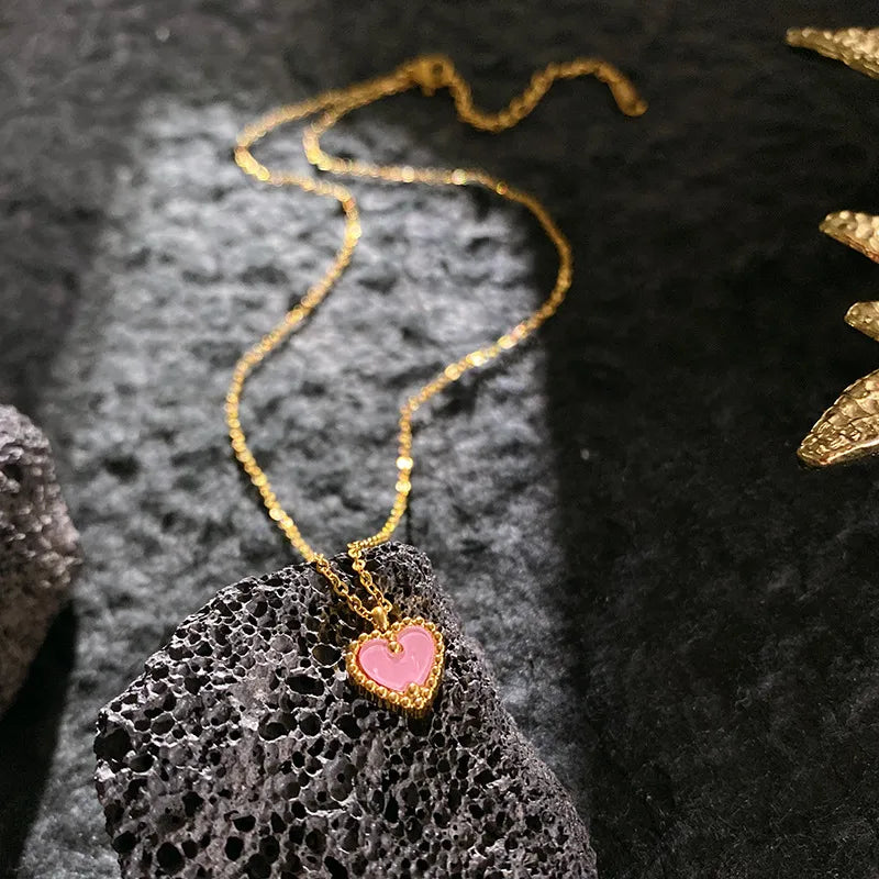 Pink Mini Heart Pendant Necklace for Women