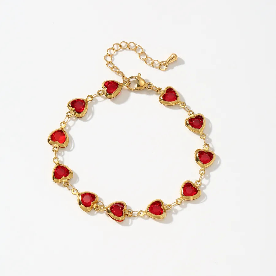Gold Heart Bracelet with Crystal Accent Golden D