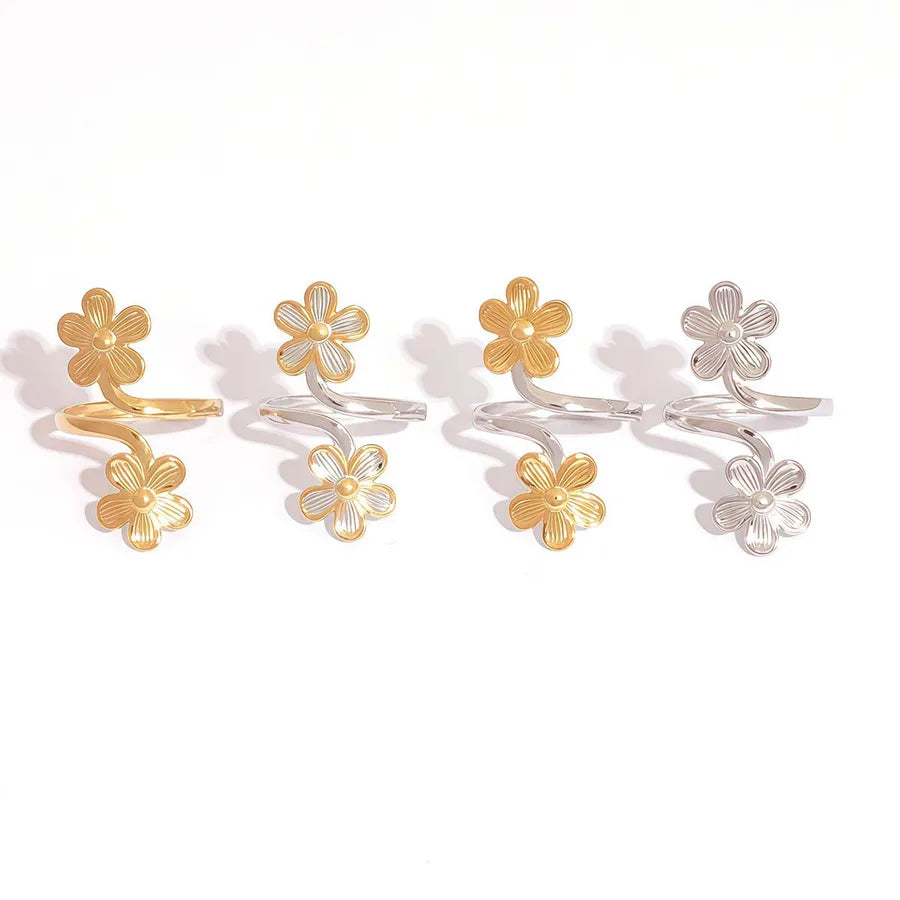 18K Gold Plated Stainless Steel Flower Ring