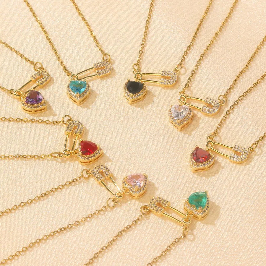 Titanium Steel Heart Pin Pendant Necklace