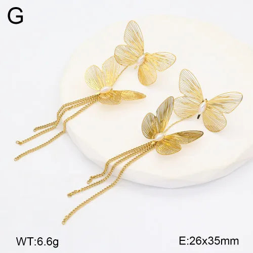 Gold Cross Tassel Earrings with Rhinestones 35*26mm Gold 1 Pair Package