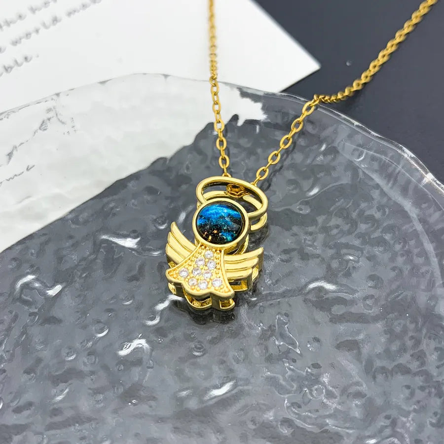 Blue Sky Star Pendant Necklace – Gold Plated XL2761 Angel Planet Necklace Gold
