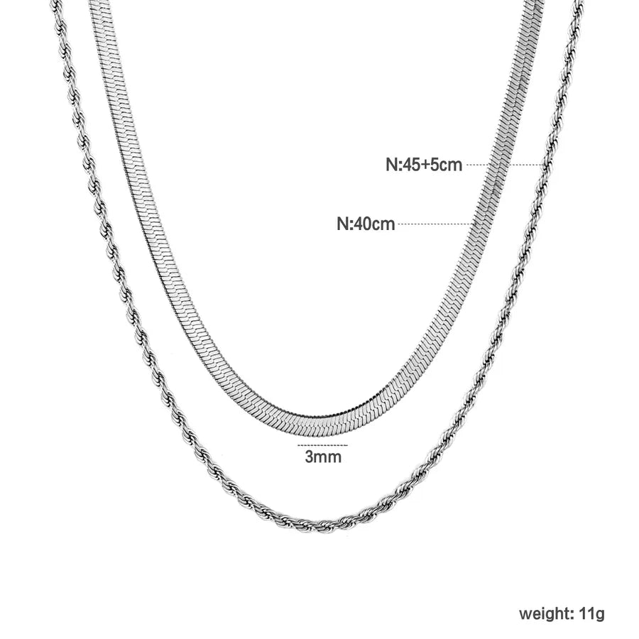 Double Layer Cross Chain Necklace – Gold Stainless Steel N5008101S