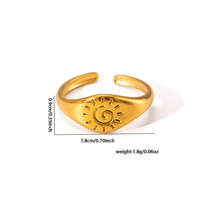 Minimalist Titanium Steel Geometric Ring Adjustable Opening TYGR0135