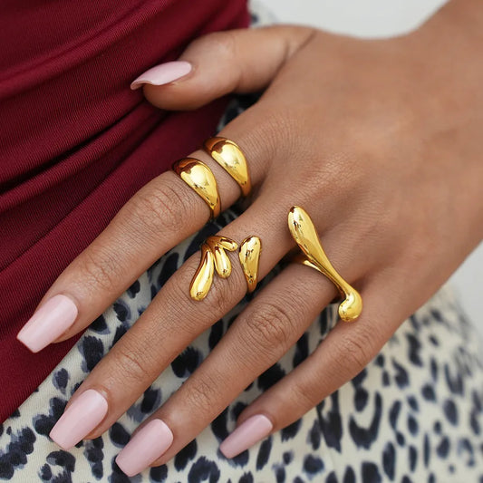 18K Gold Plated Geometric Stainless Steel Ring