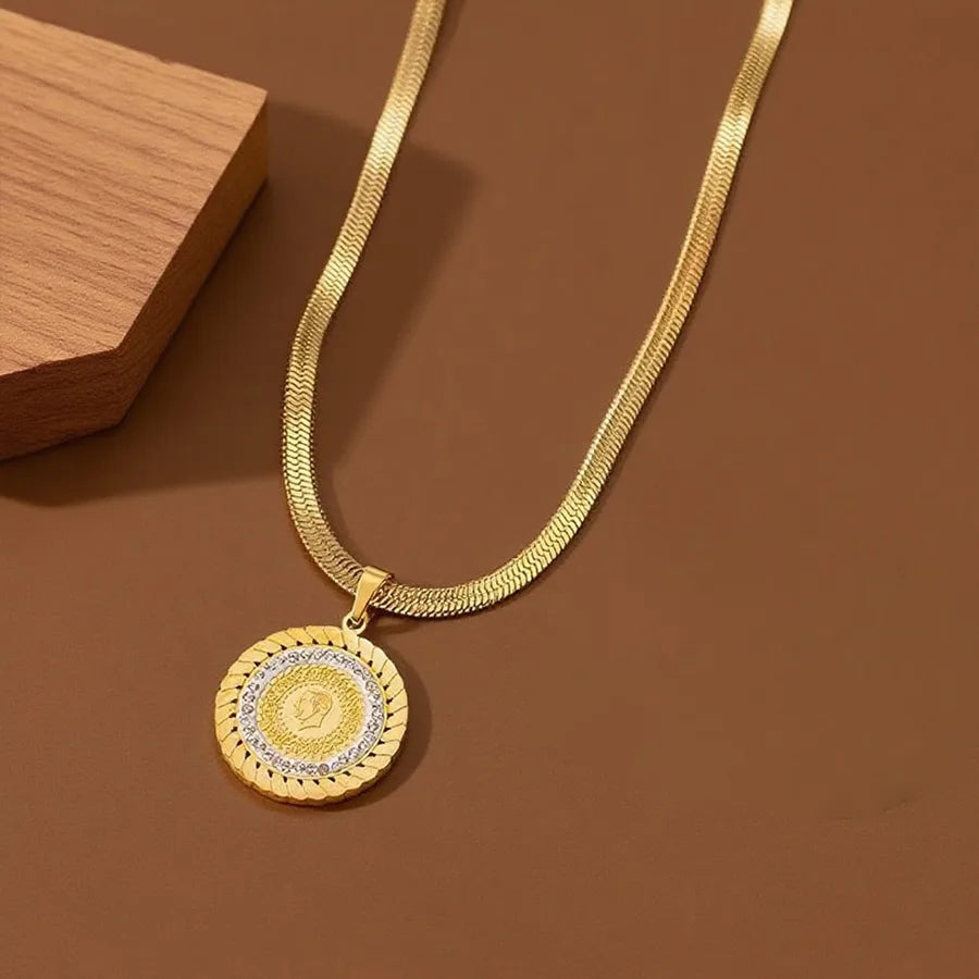 Elegant Titanium Steel Pendant Necklace X01080-Diamond Portrait-Necklace- Gold