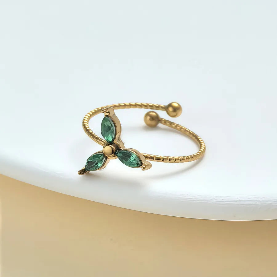 Elegant Rhinestone Knot Stainless Steel Ring JZ-25-09-029