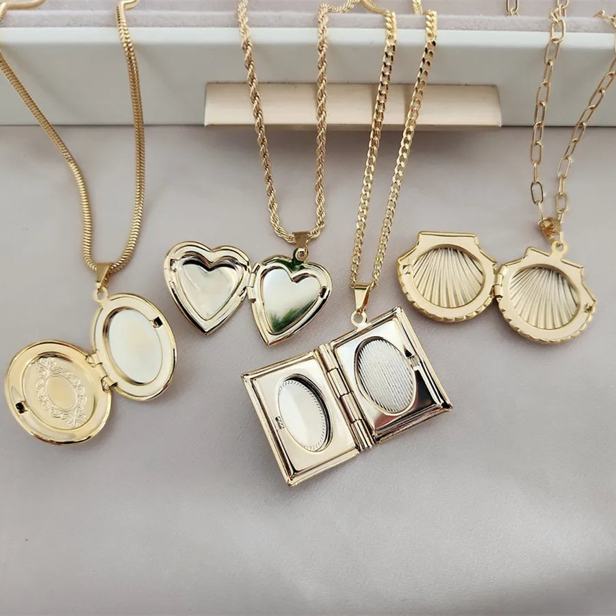 Stainless Steel Heart Shell Locket Necklace