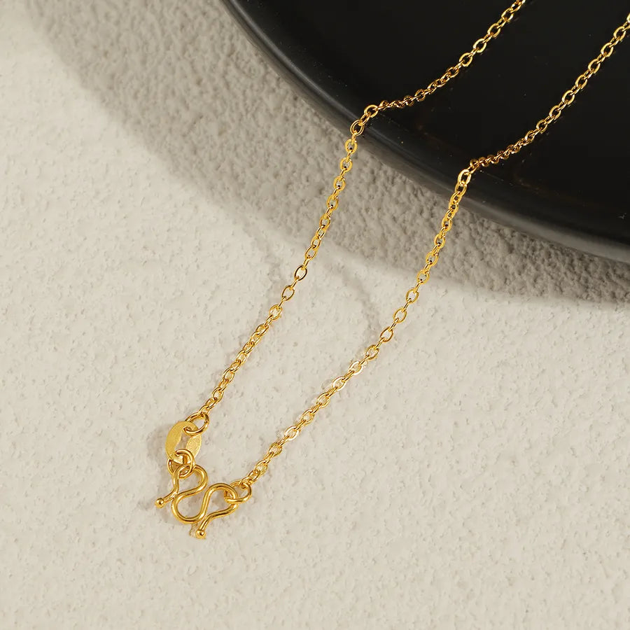 Gold Plated Stainless Steel Chain Bracelet for Women M Buckle 11【O-Shaped Chain Necklace Yellow】