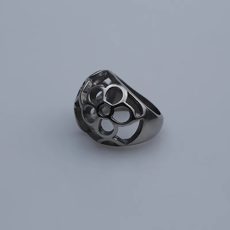 Stainless Steel Honeycomb Ring – Unisex Design