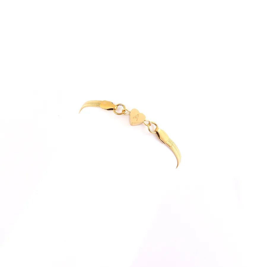 Gold Heart Initial Bracelet for Women