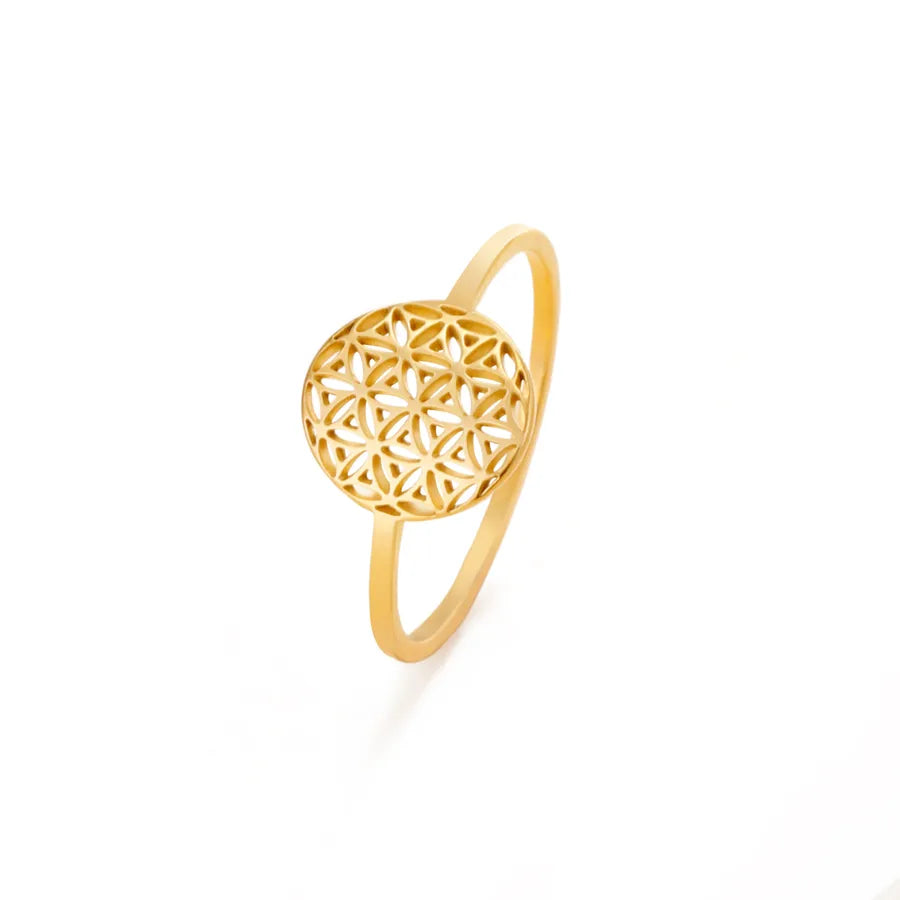 Boho Floral 18K Gold Stainless Steel Ring Style 2-Gold