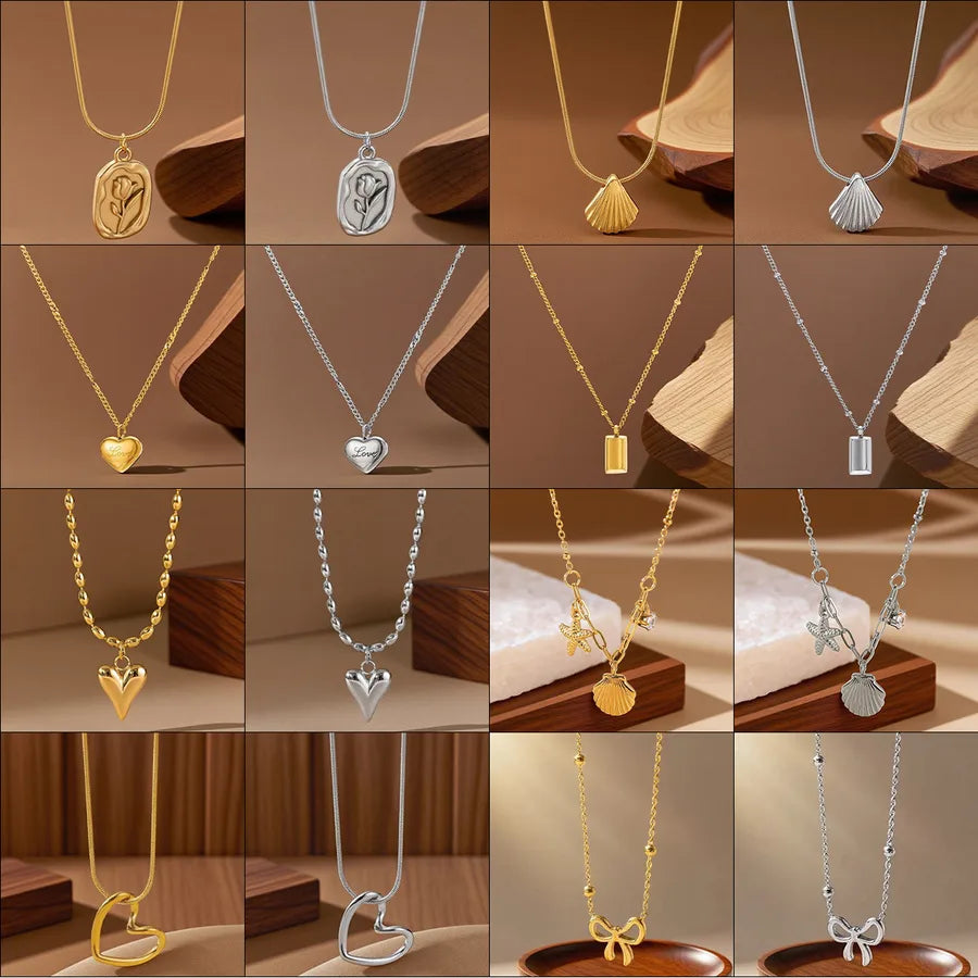 Gold Heart Shell Pendant Necklace