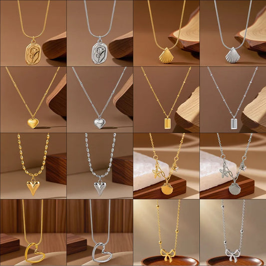 Gold Heart Shell Pendant Necklace