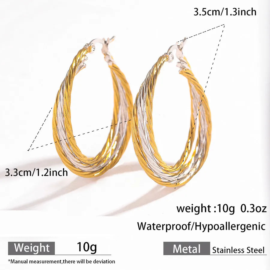 Gold & Silver Gradient Stainless Steel Earrings 3#