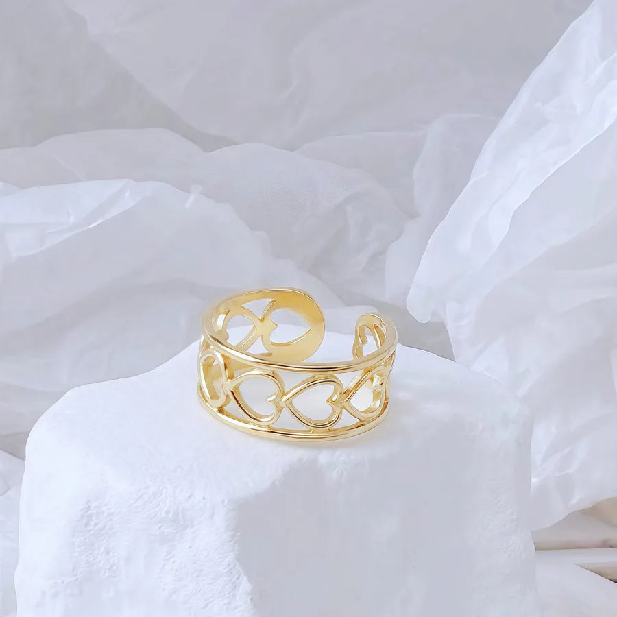 Gold Bamboo Titanium Steel Open Ring Adjustable Opening Golden Hydraulic J29