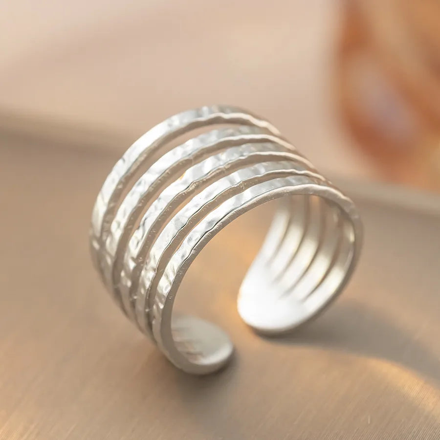 Retro Geometric Titanium Steel Ring K378 Steel Color Ring Open