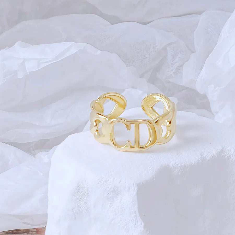 Gold Bamboo Titanium Steel Open Ring Adjustable Opening Golden Hydraulic J53