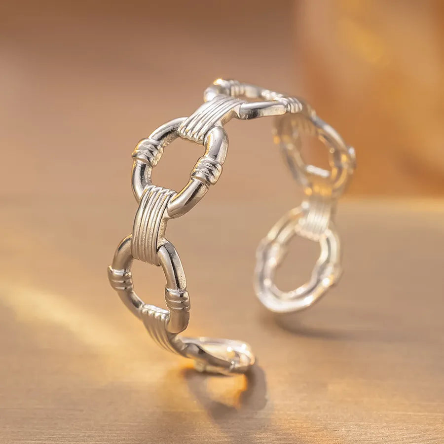 Geometric Titanium Steel Star Ring for Women K164 Steel Color Ring Open