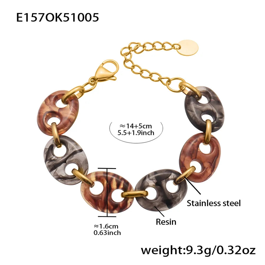 18K Gold Plated Geometric Stainless Steel Bracelet E156-color Matching Bracelet 14+5cm