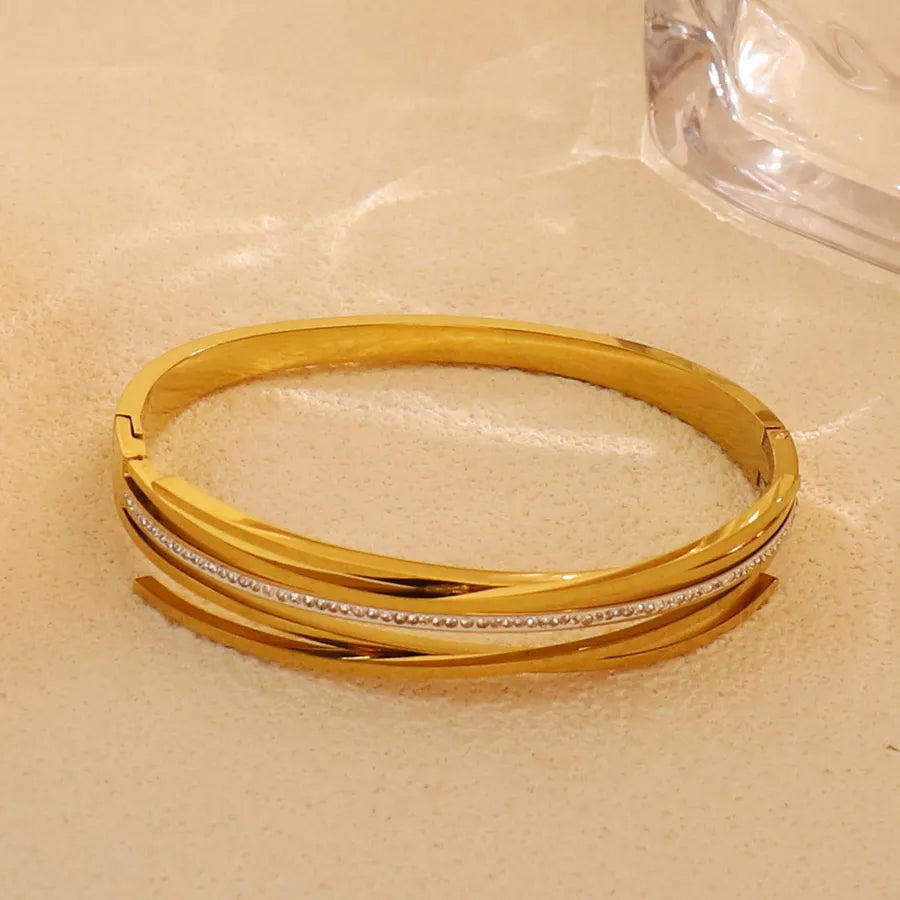 18K Gold Plated Star & Snake Stainless Steel Bracelet Average Size Gold Style 17