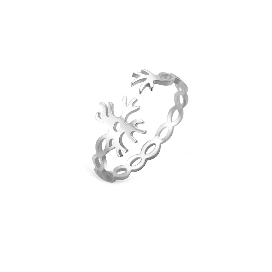 Minimalist Geometric Open Ring for Women Steel Color