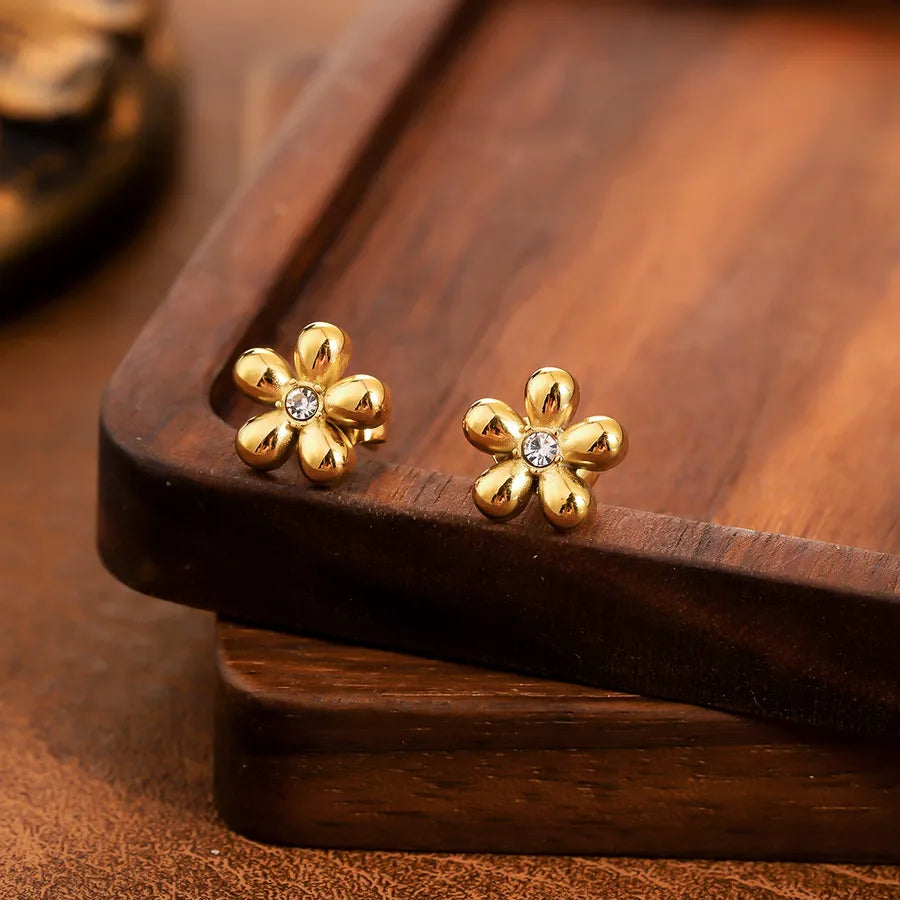 Vintage Sunflower Half Stud Earrings 7#【E1605-A】-Single Earring