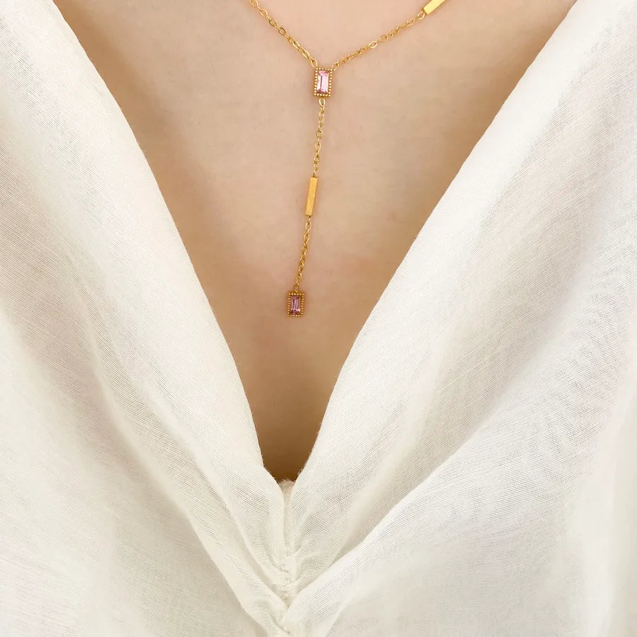 18K Gold Plated Geometric Titanium Necklace