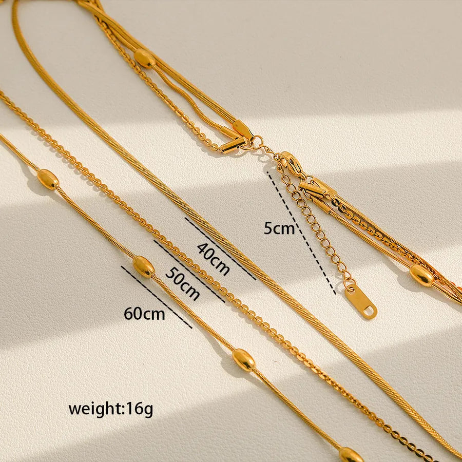 Stainless Steel Layered Snake Chain Necklace