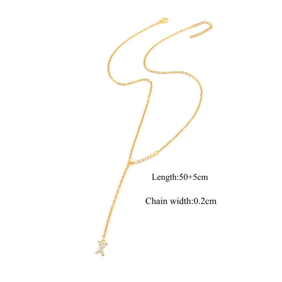 18K Gold Plated Letter Pendant Necklace Gold X