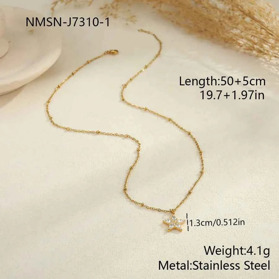 Gold Star & Moon Pendant Necklace