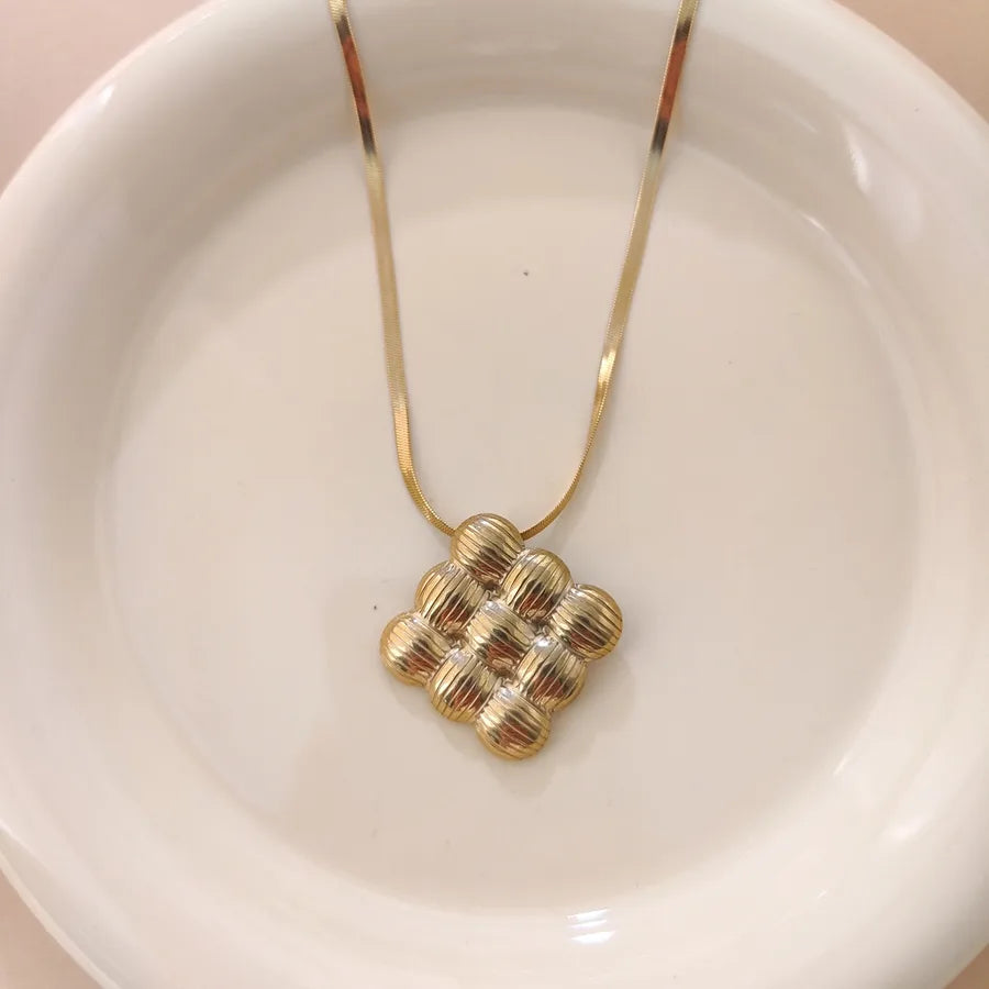 Gold Square Pendant Necklace for Women