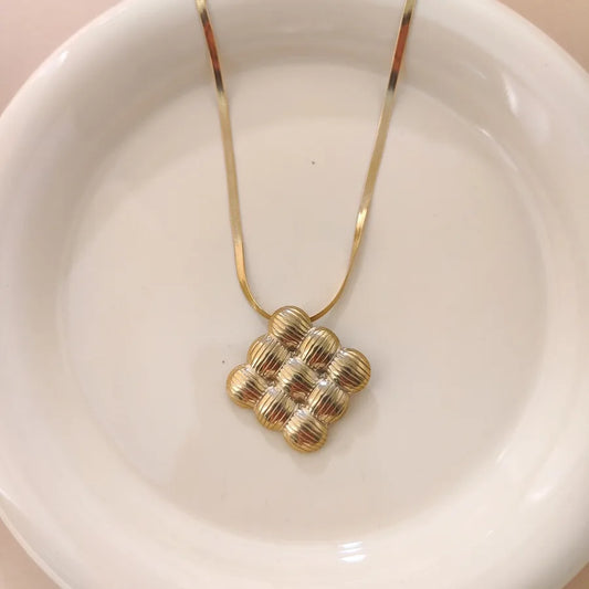 Gold Square Pendant Necklace for Women