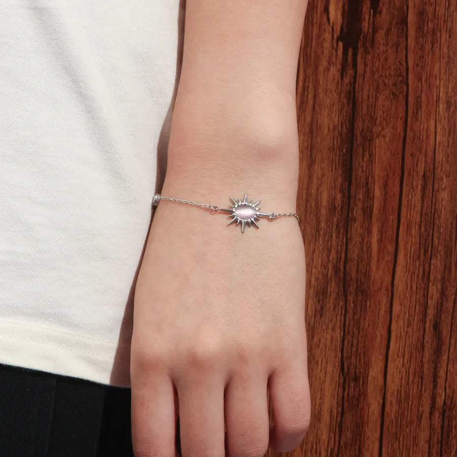 18K Gold Plated Pink Gemstone Stainless Bracelet