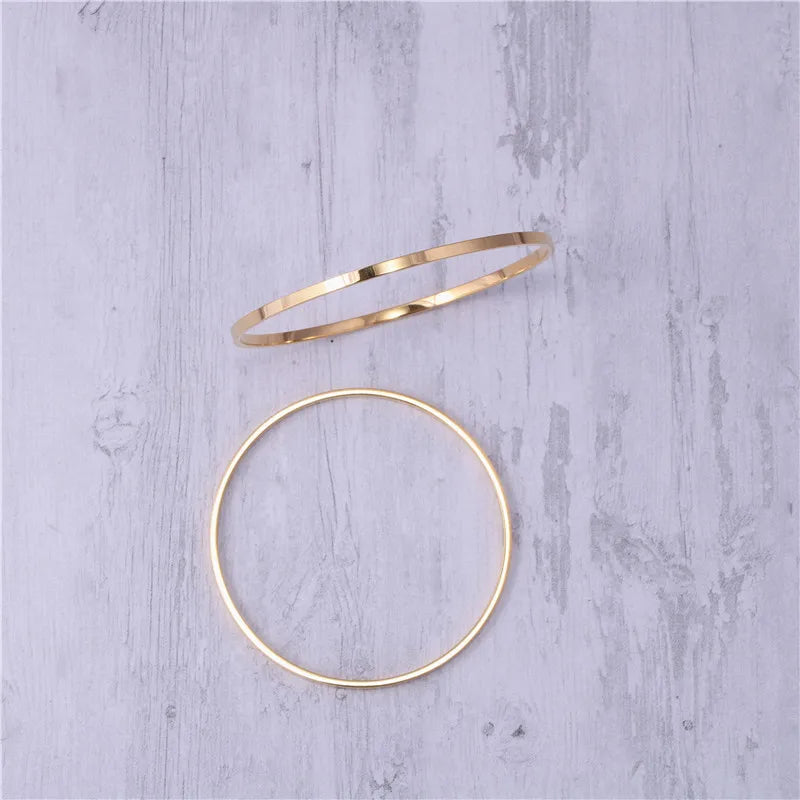 18K Gold Plated Geometric Titanium Bangle
