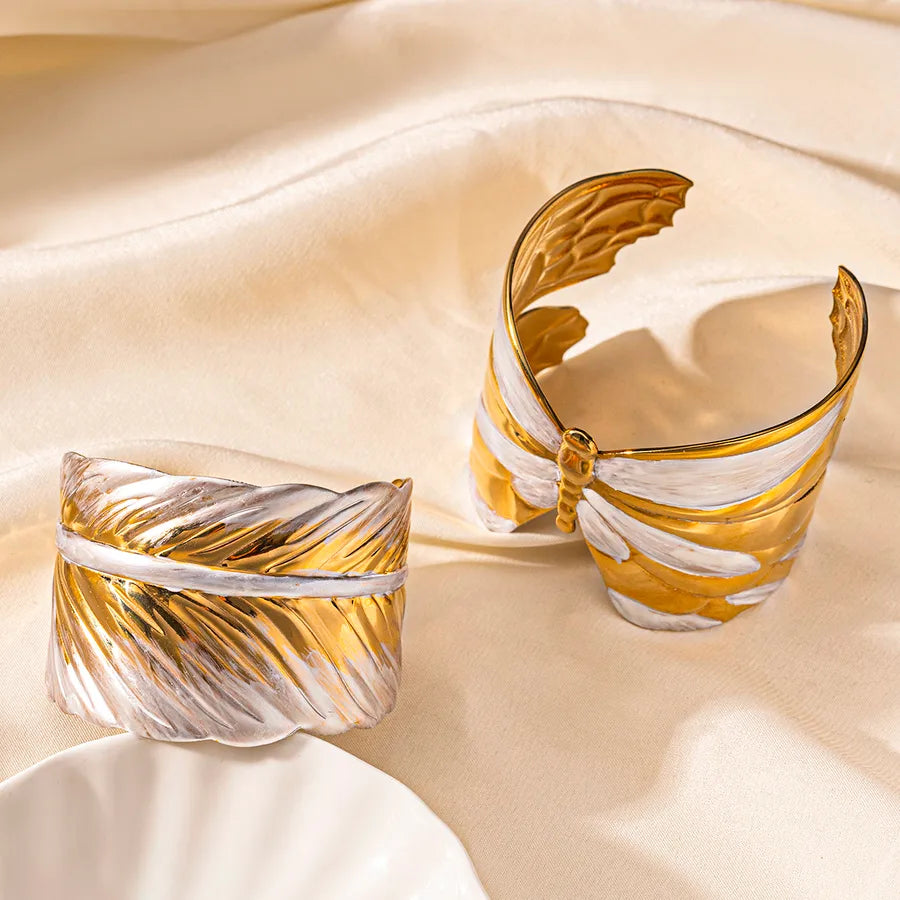 18K Gold Butterfly Leaf Bracelet for Women