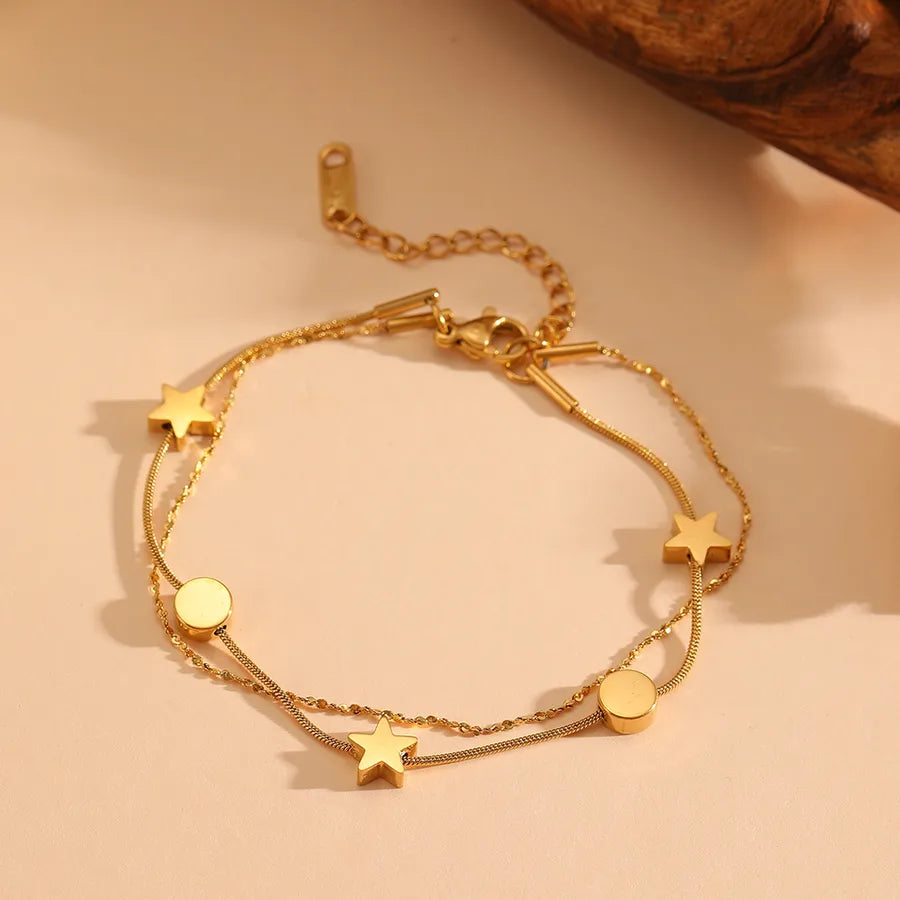 18K Gold Plated Stainless Steel Heart Bracelet Gold