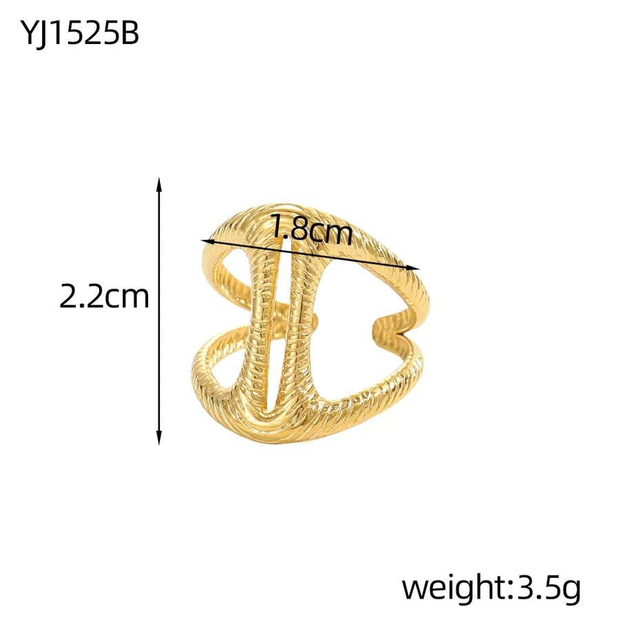 Geometric Titanium Steel Open Ring in 14K/18K Gold One Size YJ1525B 9*9*1
