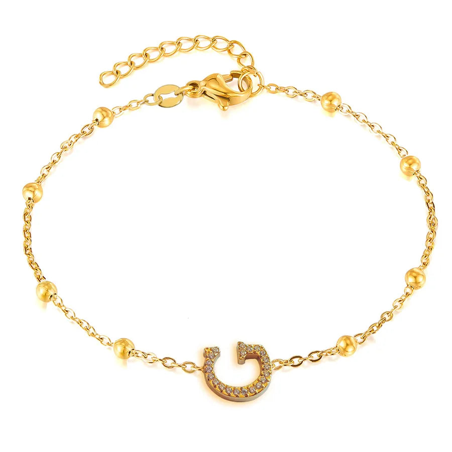 Elegant Letter Bracelet in 304 Stainless Steel Gold Letter [G] Bracelet B0021GG