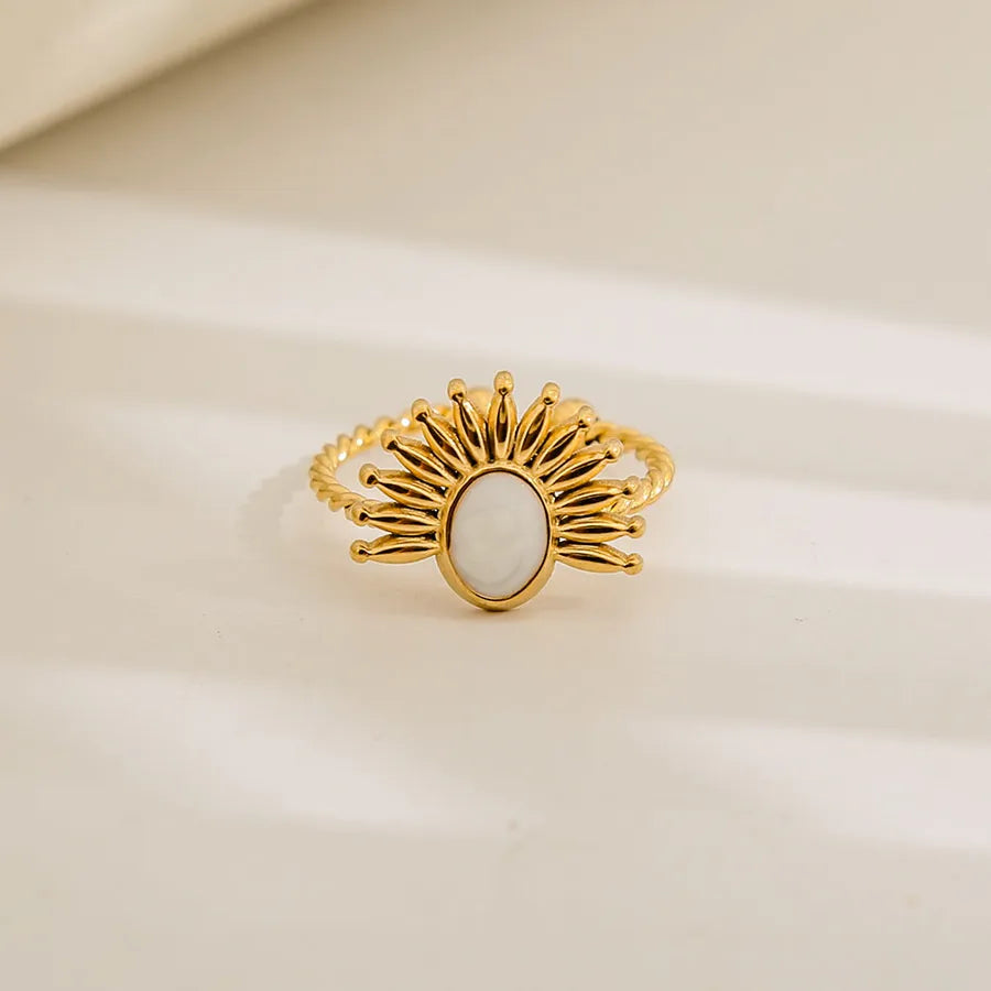 Unisex Gold-Plated Enamel Open Ring 240