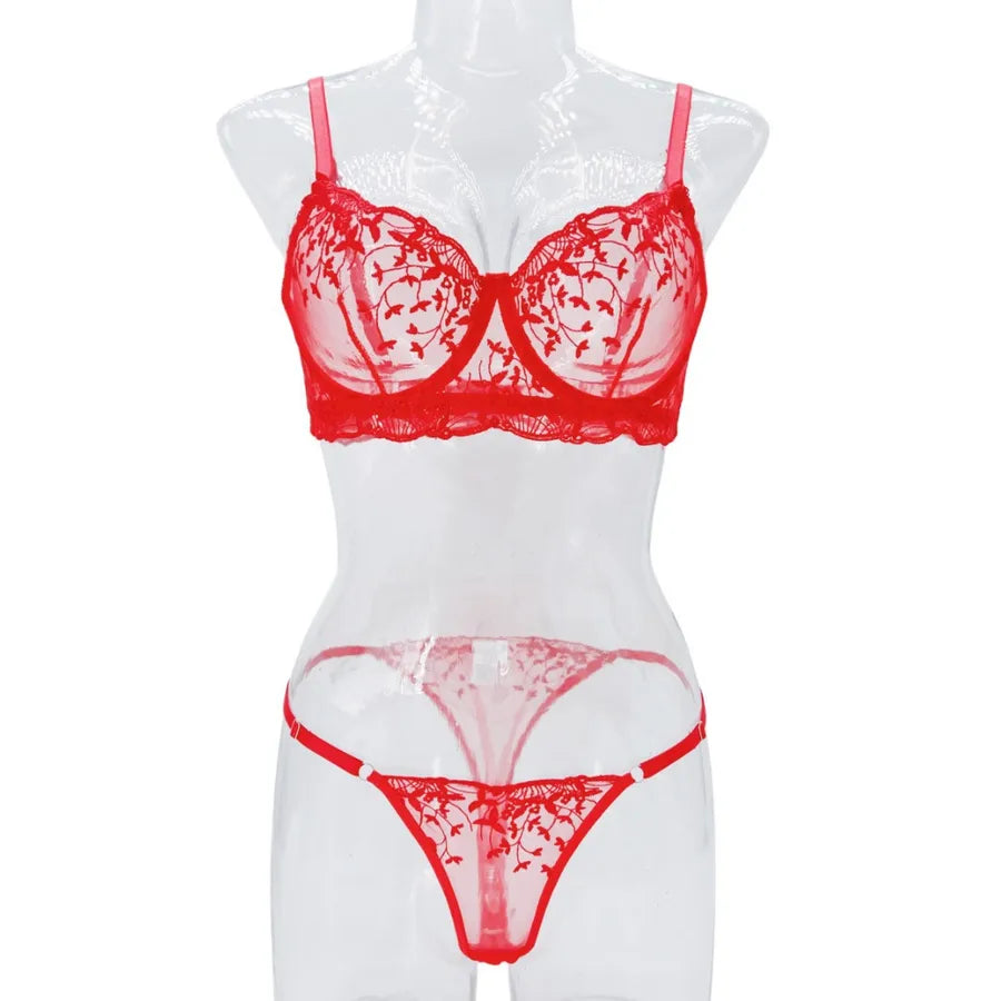 Women's Sheer Floral Lingerie Set