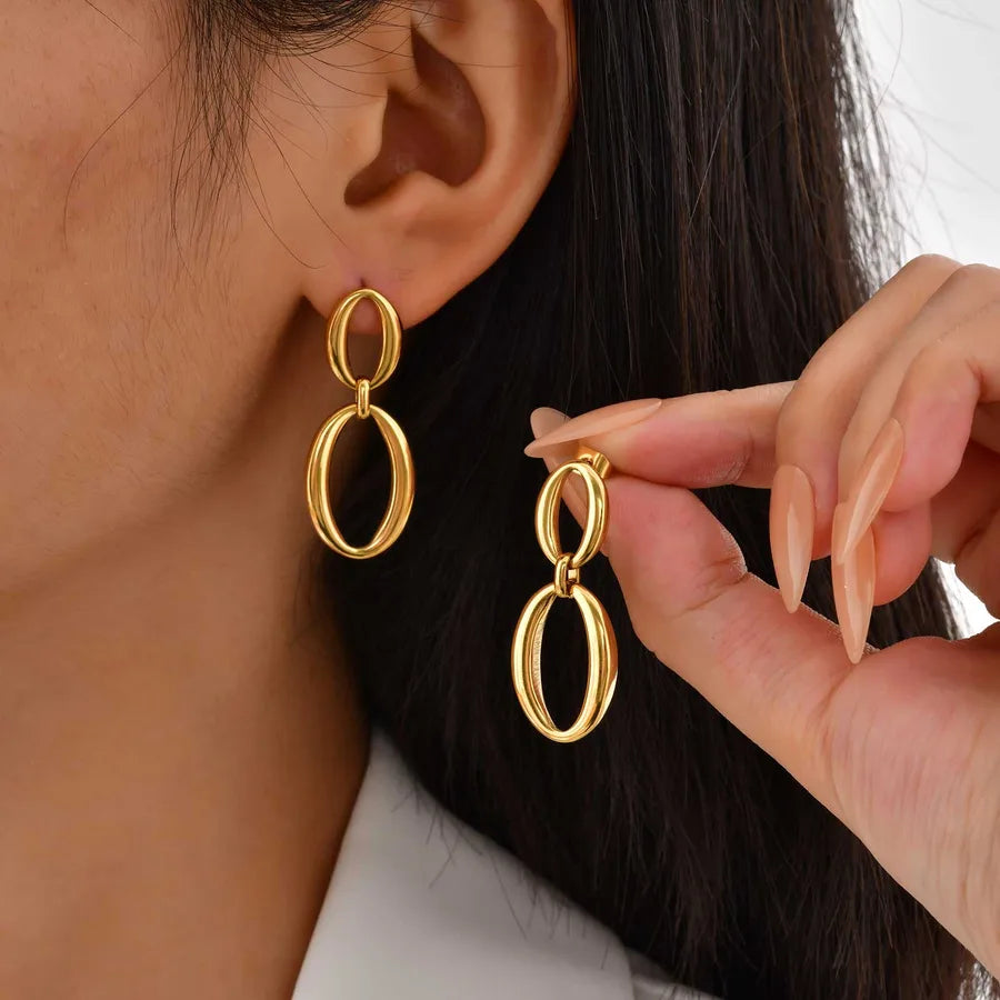18K Gold Plated Geometric Stainless Steel Earrings