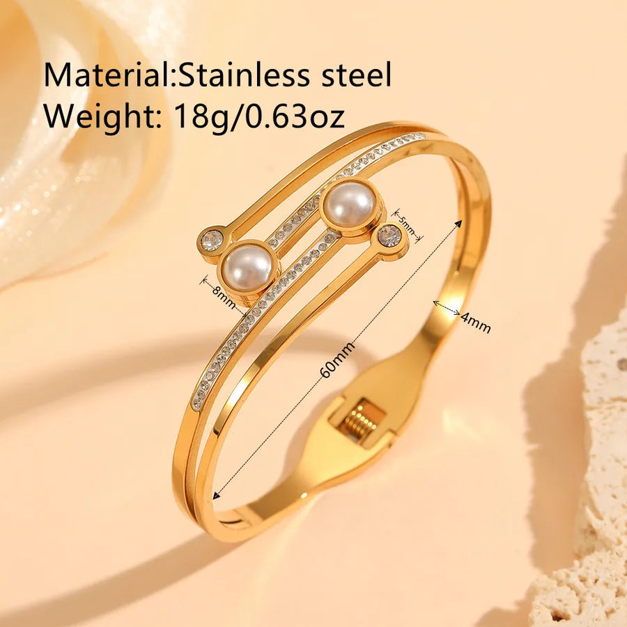 18K Gold PVD Letter & Flower Stainless Steel Bangle