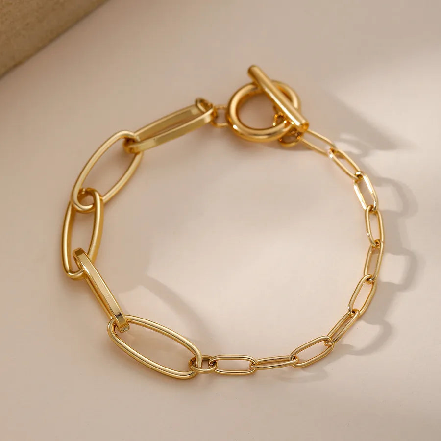 18K Gold Paperclip Titanium Steel Bracelet AZ-03