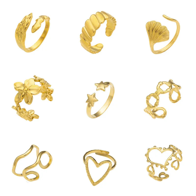 Geometric Titanium Steel Star Ring for Women