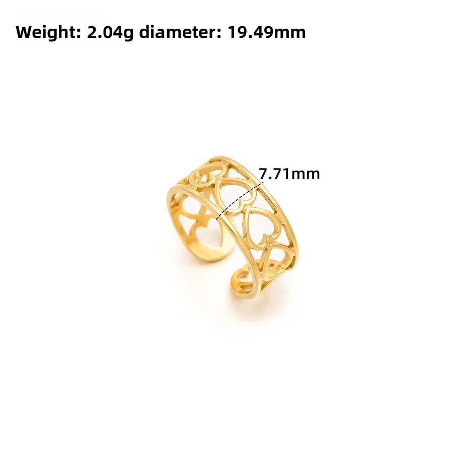 Gold Open Heart Stainless Steel Ring Adjustable Opening J291 Gold