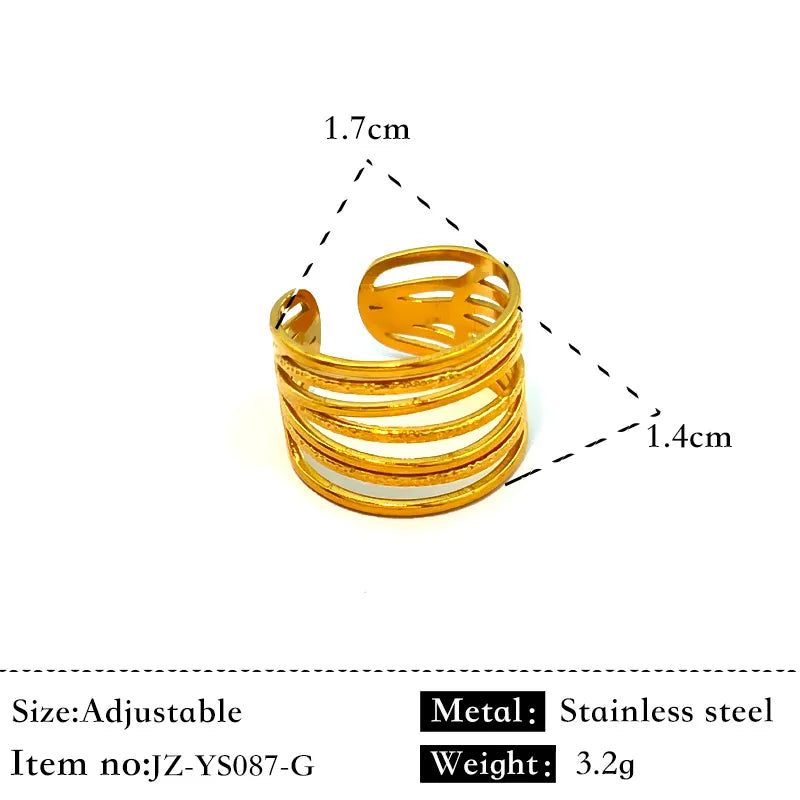 18K Gold Plated Geometric Stainless Steel Ring